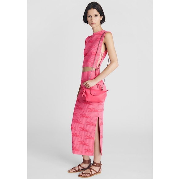 NEW🔥LONGCHAMP Le Pliage Pink Leather Mini Bag with Chain🔥 - Picture 2 of 16